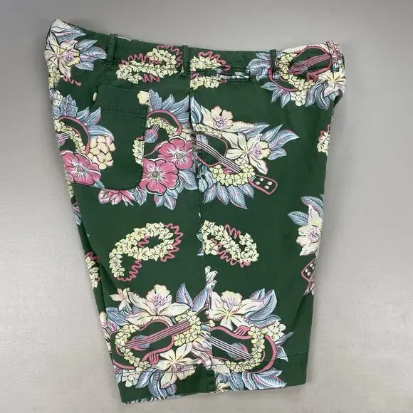Vtg Polo Ralph Lauren Floral Shorts Mens 36 Green Tropical Floral Ukelele Y2K - Picture 3 of 14
